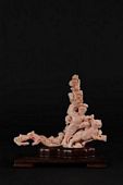 Natural pink coral Chinese figure carving  