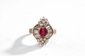 Natural 1.3 carats ruby and diamond ring in 18K mounting with report