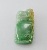 Natural jadeite jade carving Quilin and bottle ornament