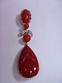 Natural red aka coral pendant and brooch 