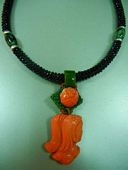 Natural coral beauty head and jade handmade necklace 
