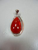 Natural red aka coral and diamond pendant 