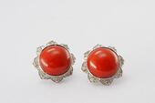natural coral and diamond earrings